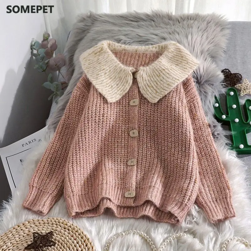 

Woman Sweaters Sweater Cardigan Women Spring Autumn Loose Sweater Coat Thickened Femme Chandails Pull Hiver