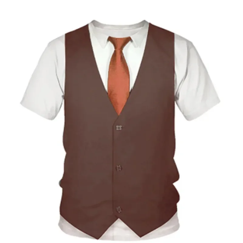 NEW IN fake suit 3D T-shirt bow tie 3D printed T-shirt men's summer fashion short-sleeved streetwear fake suit vest T-shirt
NEW IN fake suit 3D T-shirt bow tie 3D printed T-shirt men's summer fashion short-sleeved streetwear fake suit vest T-shirt
