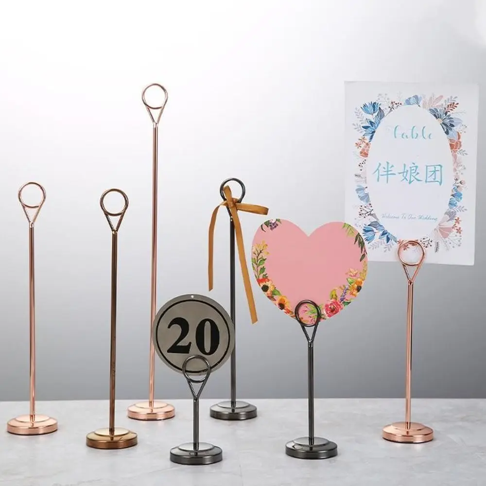 

Table Number Holder Stainless Steel Place Card Holder Wedding Hotel Banquet Restaurant Gold-Plated Menu Clips Memo Note Stand