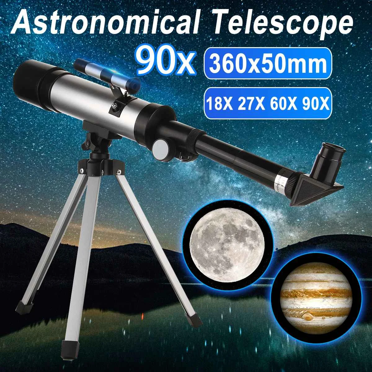 18X 27X 60X 90X Zooming Professional Astronomical Telescope Sky Monocular Space Observation Scope With Portable Tripod for Stars
18X 27X 60X 90X Zooming Professional Astronomical Telescope Sky Monocular Space Observation Scope With Portable Tripod for Stars