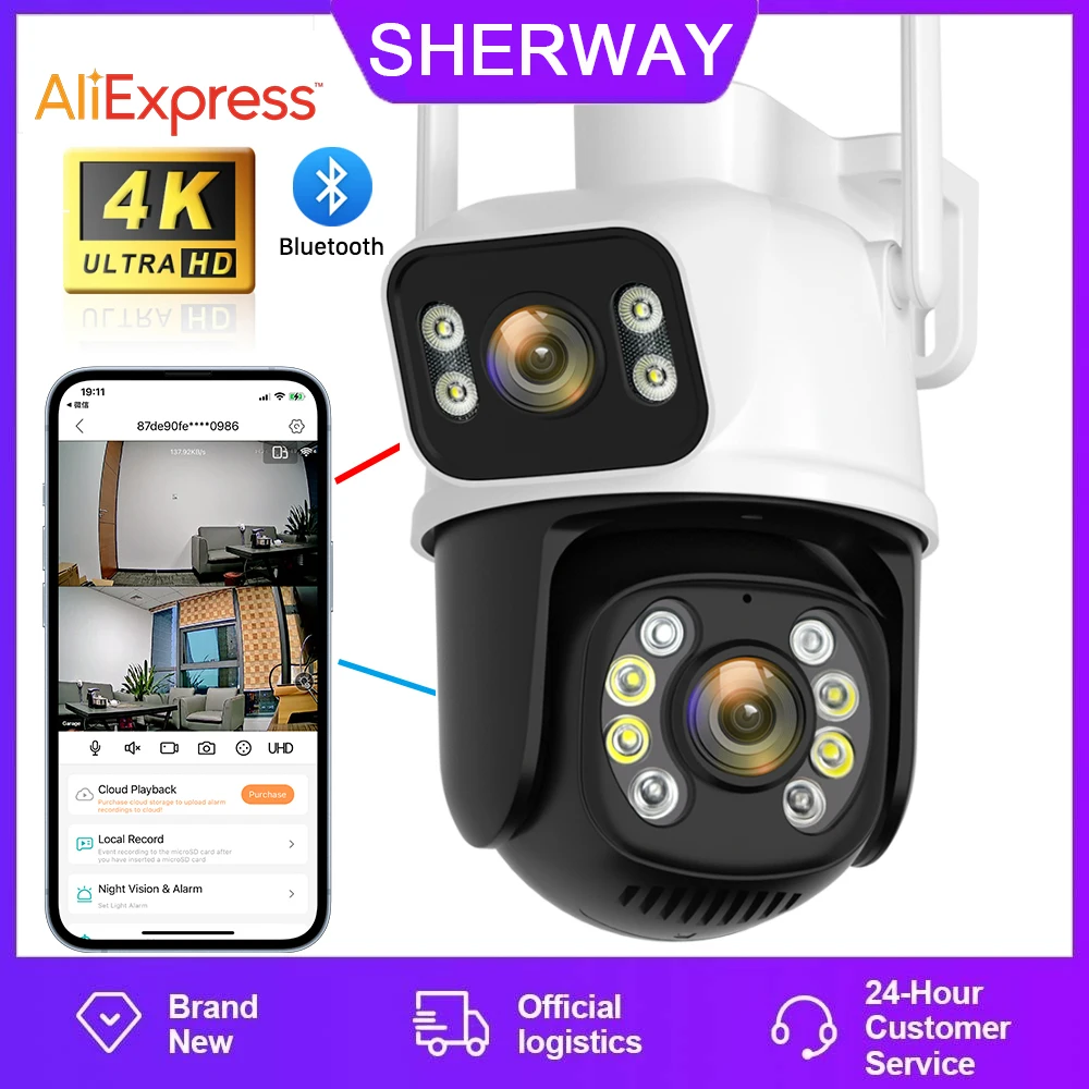 SHERWAY 6MP 4K PTZ Wifi Camera Dual Lens with Dual Screen Human Detect Auto Tracking Wireless Outdoor Surveillance White Camera
SHERWAY 6MP 4K PTZ Wifi Camera Dual Lens with Dual Screen Human Detect Auto Tracking Wireless Outdoor Surveillance White Camera