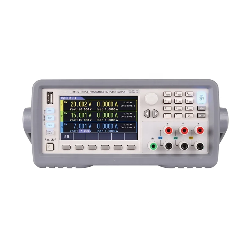 TH6412 Programmable Linear DC Power Supply with 0-30V/6A/180W*2, 0-6V/5A/30W*1 with 3 Channels
TH6412 Programmable Linear DC Power Supply with 0-30V/6A/180W*2, 0-6V/5A/30W*1 with 3 Channels