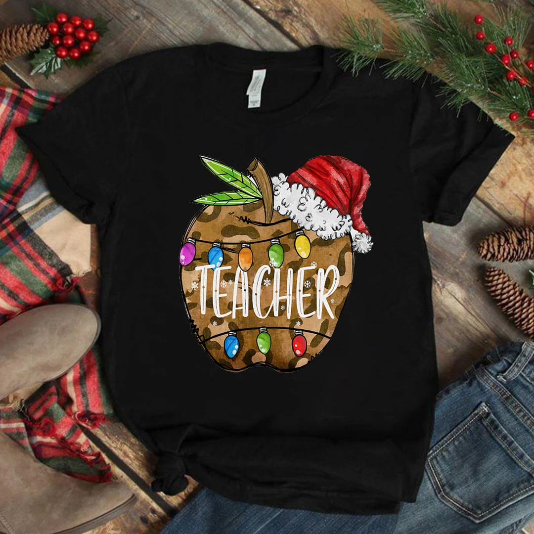 Высококачественная женская футболка Teeteety из 100% хлопка с рождественским принтом яблока и круглым вырезом 
Высококачественная женская футболка Teeteety из 100% хлопка с рождественским принтом яблока и круглым вырезом