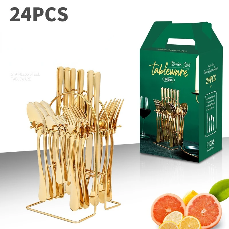 Stainless Steel Tableware Set Hotel West Gold Spoon And Fork Set 24 PIECE SET Cutlery Set Eco Friendly Gold Kitchen Accessories
Stainless Steel Tableware Set Hotel West Gold Spoon And Fork Set 24 PIECE SET Cutlery Set Eco Friendly Gold Kitchen Accessories
