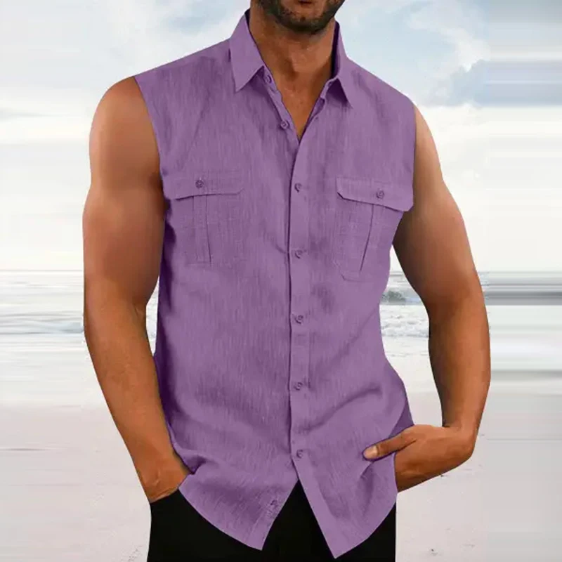 2023 Shirt Color Solid Spring Fashion Tops Sleeveless Casual Cotton Tank Lapel Summer Linen Vest Buttoned Leisure Camisole Men's
2023 Shirt Color Solid Spring Fashion Tops Sleeveless Casual Cotton Tank Lapel Summer Linen Vest Buttoned Leisure Camisole Men's