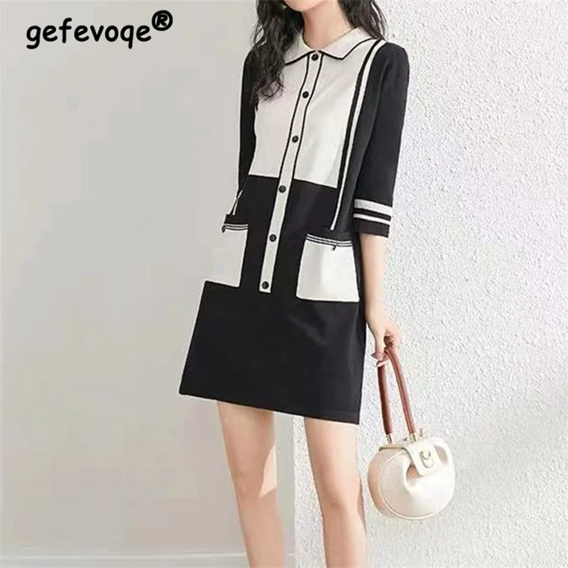 Patchwork Turndown Collar Half Sleeve Straight Women Summer New Mini Dress Korean Spring Autumn Loose Casual Button Pocket Dress
Patchwork Turndown Collar Half Sleeve Straight Women Summer New Mini Dress Korean Spring Autumn Loose Casual Button Pocket Dress