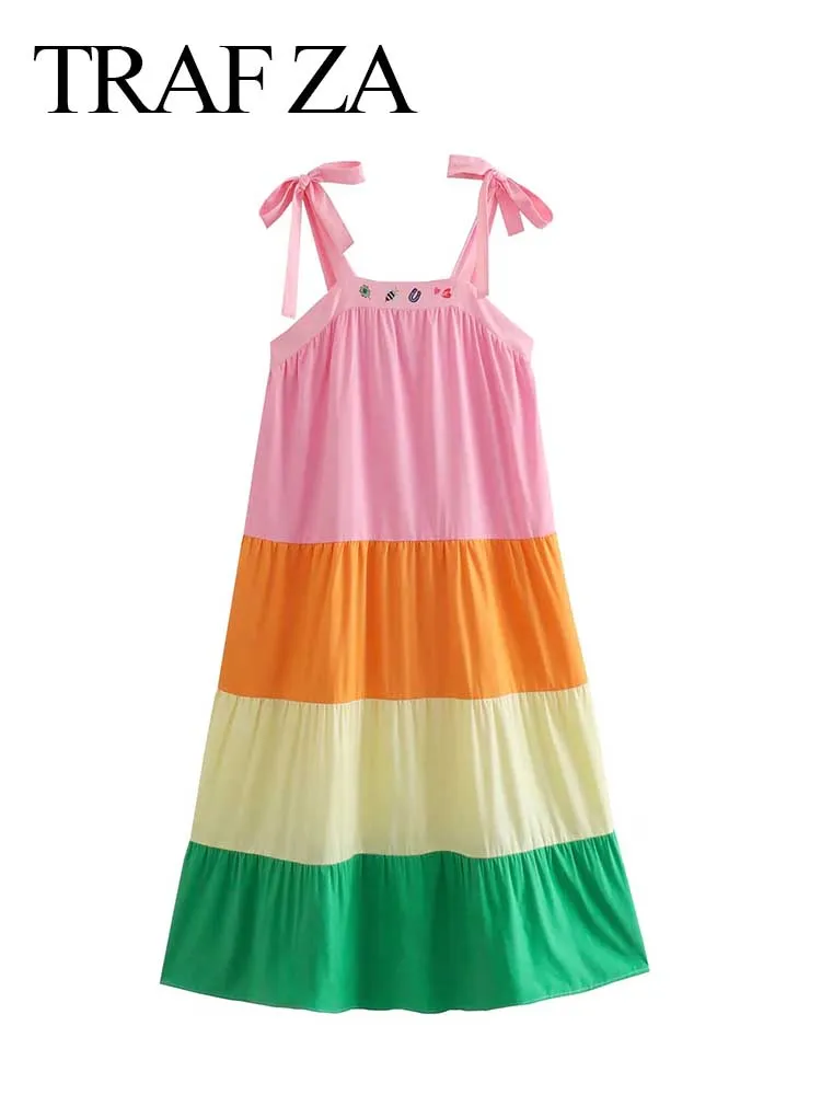 TRAF ZA Summer Dress Cute Sling Lace Up Bow Stitching Sleeveless Open Back Loose Sweet Girly Style Print Fashion Women Clothing
TRAF ZA Summer Dress Cute Sling Lace Up Bow Stitching Sleeveless Open Back Loose Sweet Girly Style Print Fashion Women Clothing