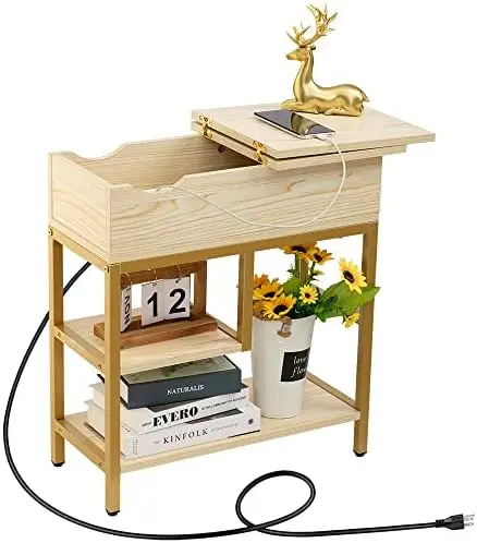 

Стол с USB-портами и розетками, узкий Диванный столик с полкой для хранения, маленькие тумбы, прикроватный столик, ночная тумба с очаровательной