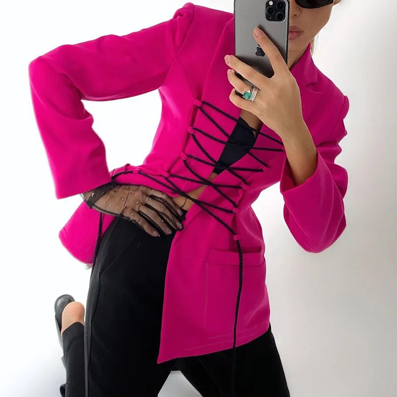 Autumn Winter Stylish Bandage Tops Coat for Women Solid Color Casual Chic Jackets Elegant Office Lady Streetwear Jacket Female
Autumn Winter Stylish Bandage Tops Coat for Women Solid Color Casual Chic Jackets Elegant Office Lady Streetwear Jacket Female