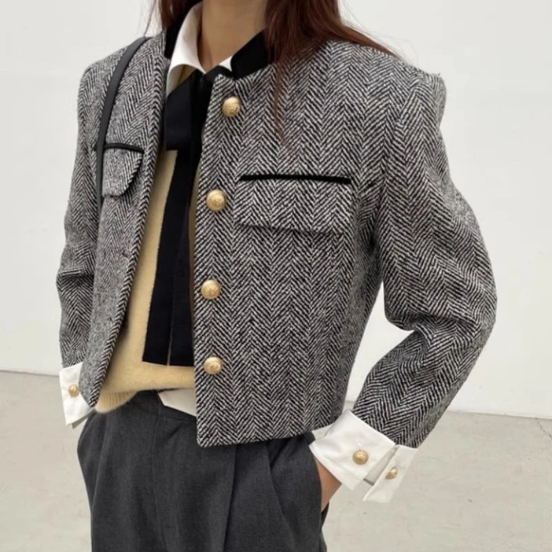 Elegant Womens Tweed Cropped Tops Korean Fashion Short Jackets Slim Vintage Coats Sweet Chic Outwear Spring Casual Chaquetas New
Elegant Womens Tweed Cropped Tops Korean Fashion Short Jackets Slim Vintage Coats Sweet Chic Outwear Spring Casual Chaquetas New