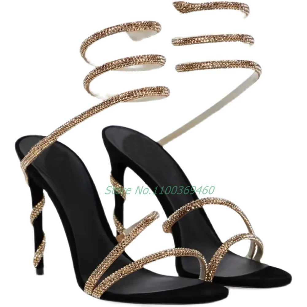 Crystal Thin Strap Snake-shaped Sanslals Diamond Bling Novel Style Sexy Modern Round Toe Roman Solid Color French Women Shoes
Crystal Thin Strap Snake-shaped Sanslals Diamond Bling Novel Style Sexy Modern Round Toe Roman Solid Color French Women Shoes