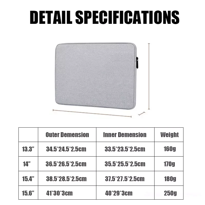 2023 Laptop Sleeve Case 13.3 14 15.4 15.6 Inch Notebook Travel Carrying Bag for Macbook Air Pro 14 inch Shockproof Case for Men
2023 Laptop Sleeve Case 13.3 14 15.4 15.6 Inch Notebook Travel Carrying Bag for Macbook Air Pro 14 inch Shockproof Case for Men