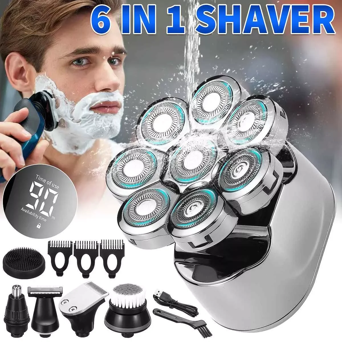 New 6 In 1 Smart Display Shaver 4D Independently 8 Cutter Floating Head Waterproof Electric Razor Multifunction Trimmer For Gift
New 6 In 1 Smart Display Shaver 4D Independently 8 Cutter Floating Head Waterproof Electric Razor Multifunction Trimmer For Gift