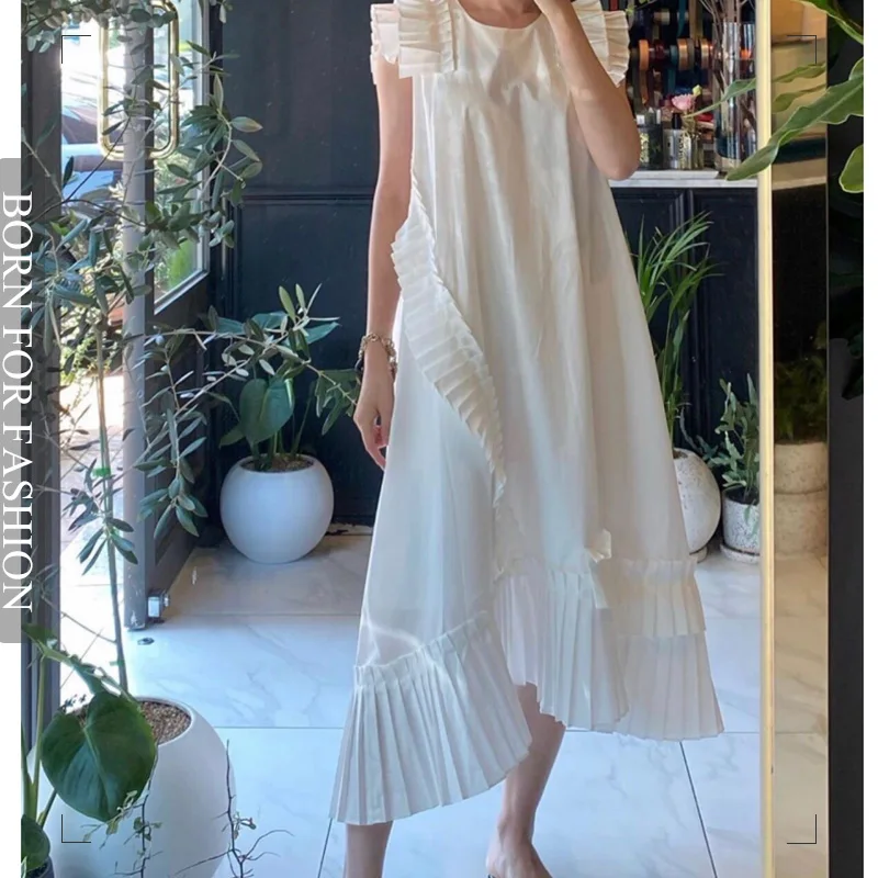 Chic Irregular Pleated Embellishment Dress 2023 Summer Korea Fashion Sleeveless Age Reducing Temperament Sleeveless Dresses
Chic Irregular Pleated Embellishment Dress 2023 Summer Korea Fashion Sleeveless Age Reducing Temperament Sleeveless Dresses