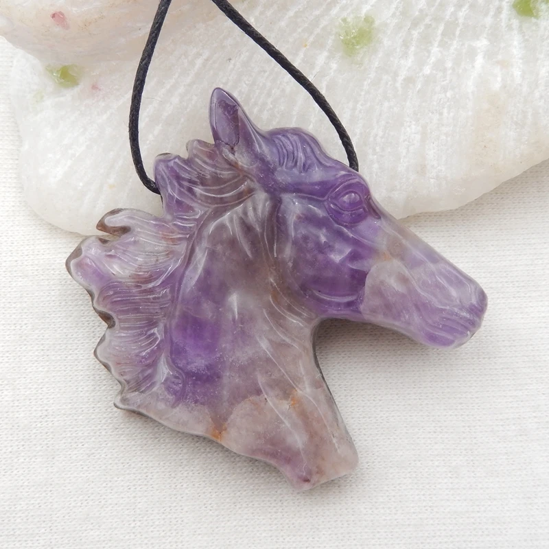 Natural Carved Horse Head Amethyst Pendant Bead,Jewelry accessories,Jewelry Gift Gemstone 40x43x8mm,20.5g
Natural Carved Horse Head Amethyst Pendant Bead,Jewelry accessories,Jewelry Gift Gemstone 40x43x8mm,20.5g