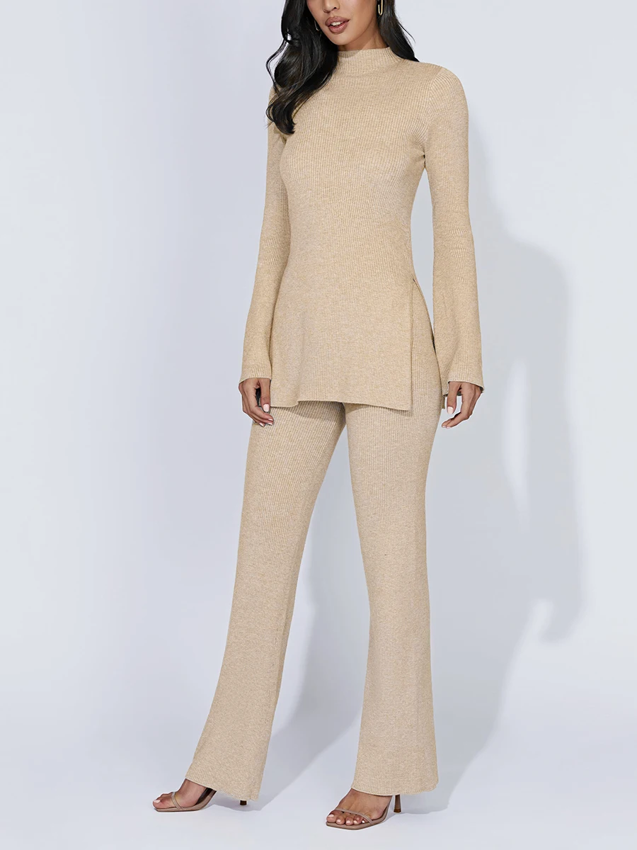 Women Knit Sweater Sets 2 Piece Solid Color Pullover Elastic Flare Long Pants Outfits Casual Female Party Wear Aesthetic Clothes
Women Knit Sweater Sets 2 Piece Solid Color Pullover Elastic Flare Long Pants Outfits Casual Female Party Wear Aesthetic Clothes