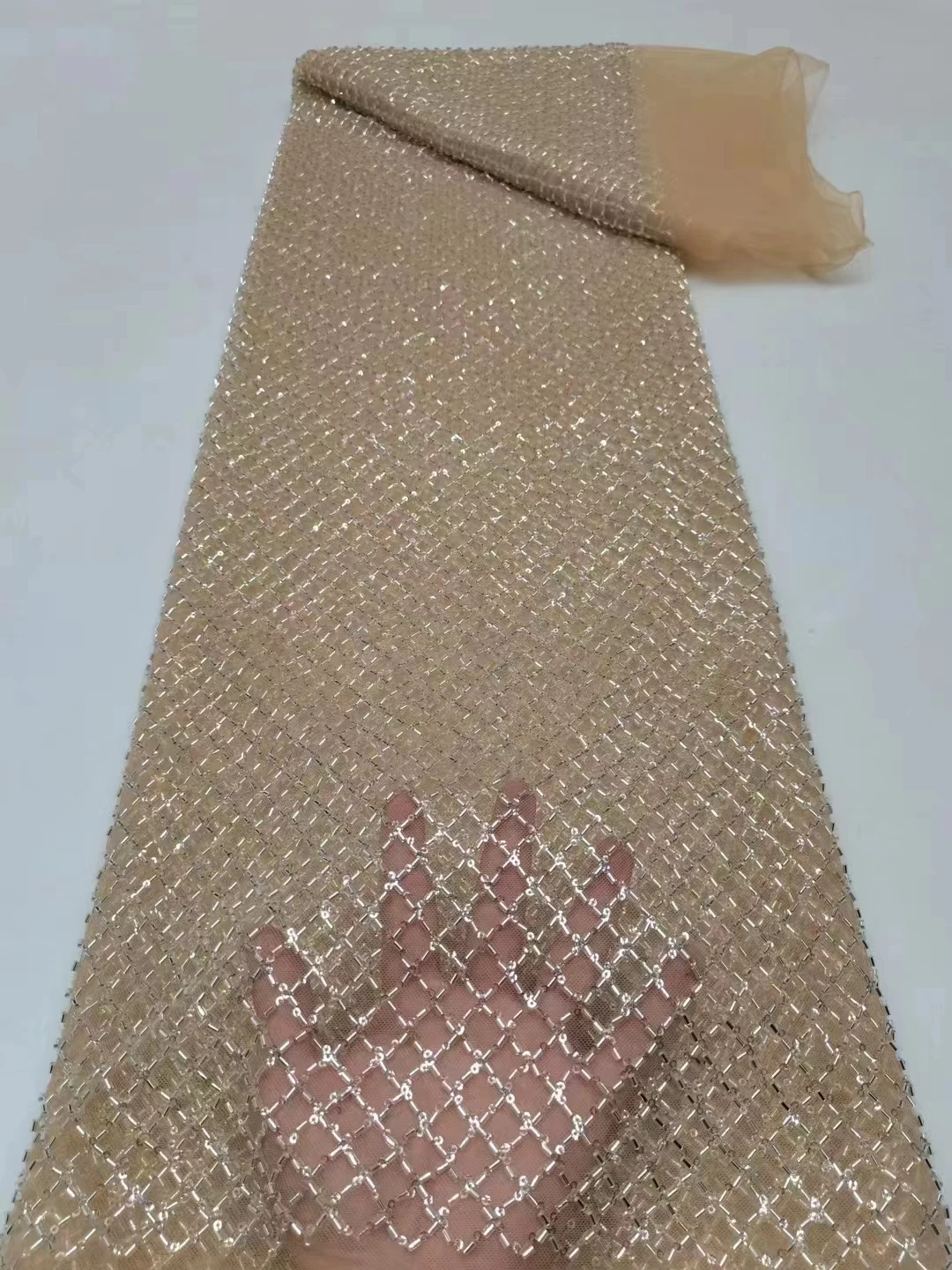 Heavy Handmade Beaded Lace Fabric Luxury Bridal 2023 High Quality 5 Yards Sequins French Tulle Dress Material
Heavy Handmade Beaded Lace Fabric Luxury Bridal 2023 High Quality 5 Yards Sequins French Tulle Dress Material