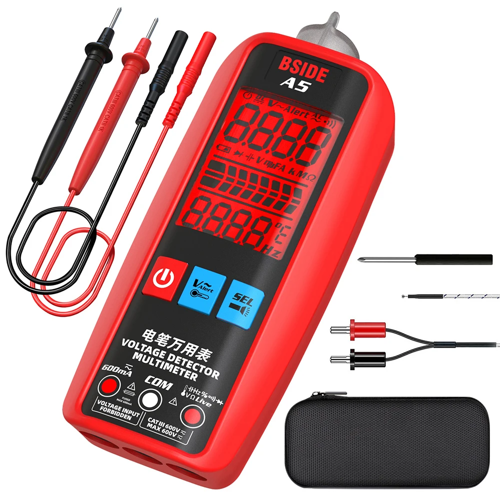 AC/DC Digital Smart Multimeter 3-Results 2.2" Display Current Tester VFC V-Alert Live Wire Capacitor Ohm Diode Hz Voltage Meter
AC/DC Digital Smart Multimeter 3-Results 2.2" Display Current Tester VFC V-Alert Live Wire Capacitor Ohm Diode Hz Voltage Meter