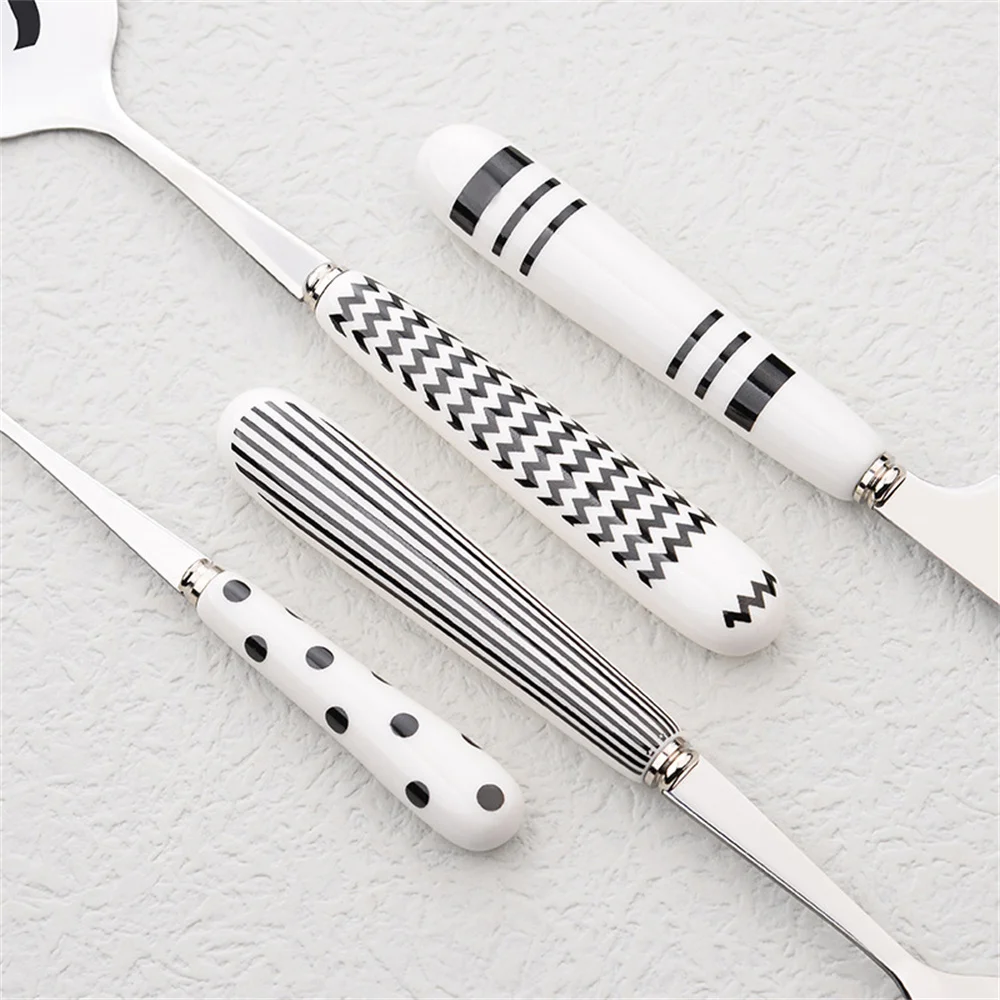 Silver Knife Fork Spoon Tableware Set Ceramic Handle Stainless Steel Western Hotel Four-piece Set Steak Knife Fork Spoon
Silver Knife Fork Spoon Tableware Set Ceramic Handle Stainless Steel Western Hotel Four-piece Set Steak Knife Fork Spoon