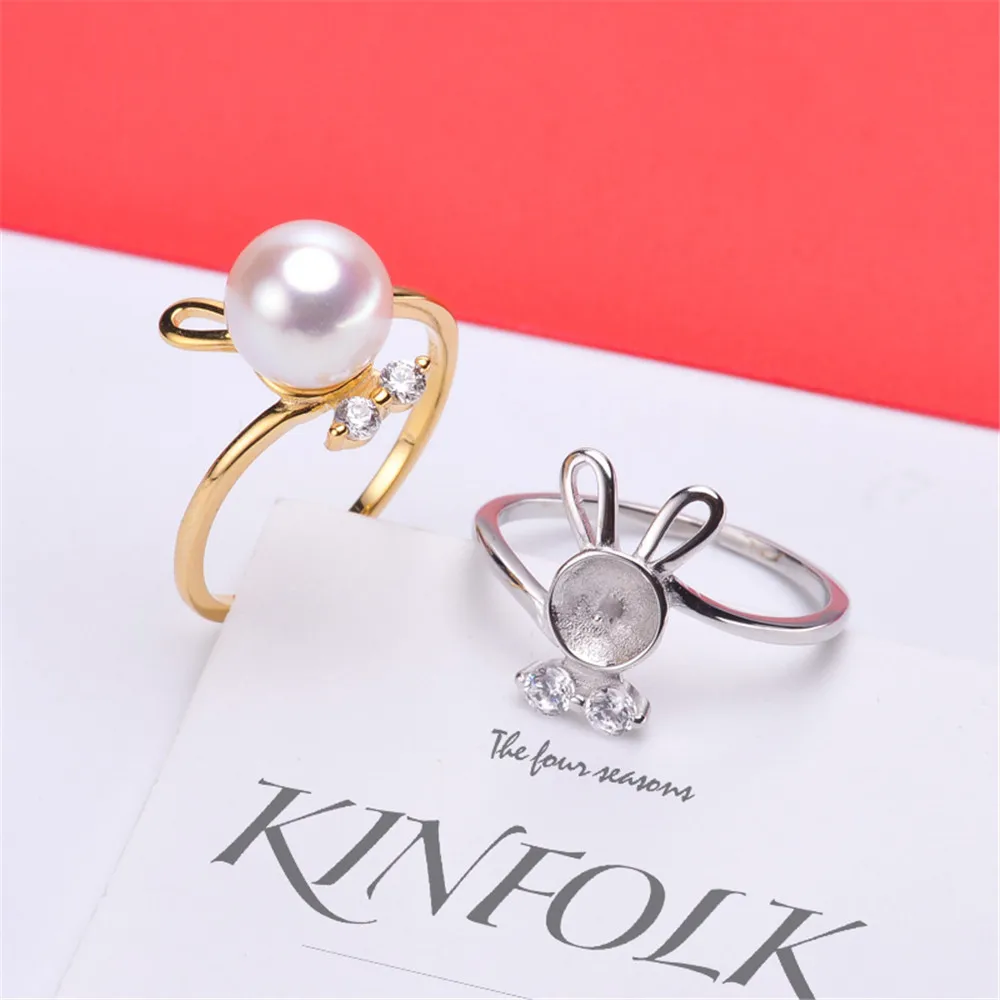 Rabbit style pearl jade ring with adjustable DIY pearl accessories S925 sterling silver suitable for 6-8mm beads
Rabbit style pearl jade ring with adjustable DIY pearl accessories S925 sterling silver suitable for 6-8mm beads