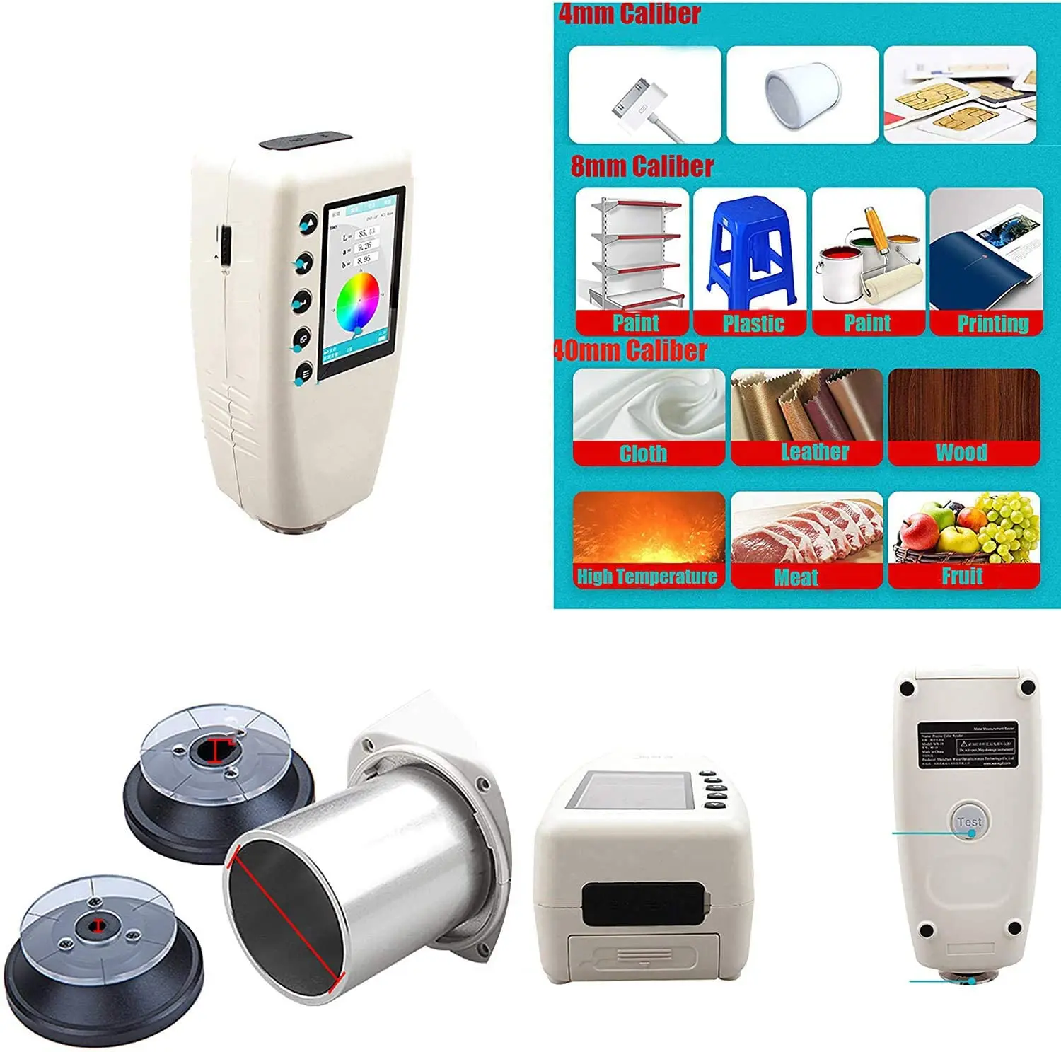 Digital Color Meter Colorimeter with Switchable Caliber 4mm 8mm and Biggest 40mm Lab Value
Digital Color Meter Colorimeter with Switchable Caliber 4mm 8mm and Biggest 40mm Lab Value