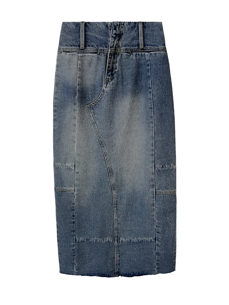 High Waist Blue Denim Hem Slit Color-block Vintage Half-body Skirt Women Fashion Tide New Spring Autumn 2022 U786
High Waist Blue Denim Hem Slit Color-block Vintage Half-body Skirt Women Fashion Tide New Spring Autumn 2022 U786