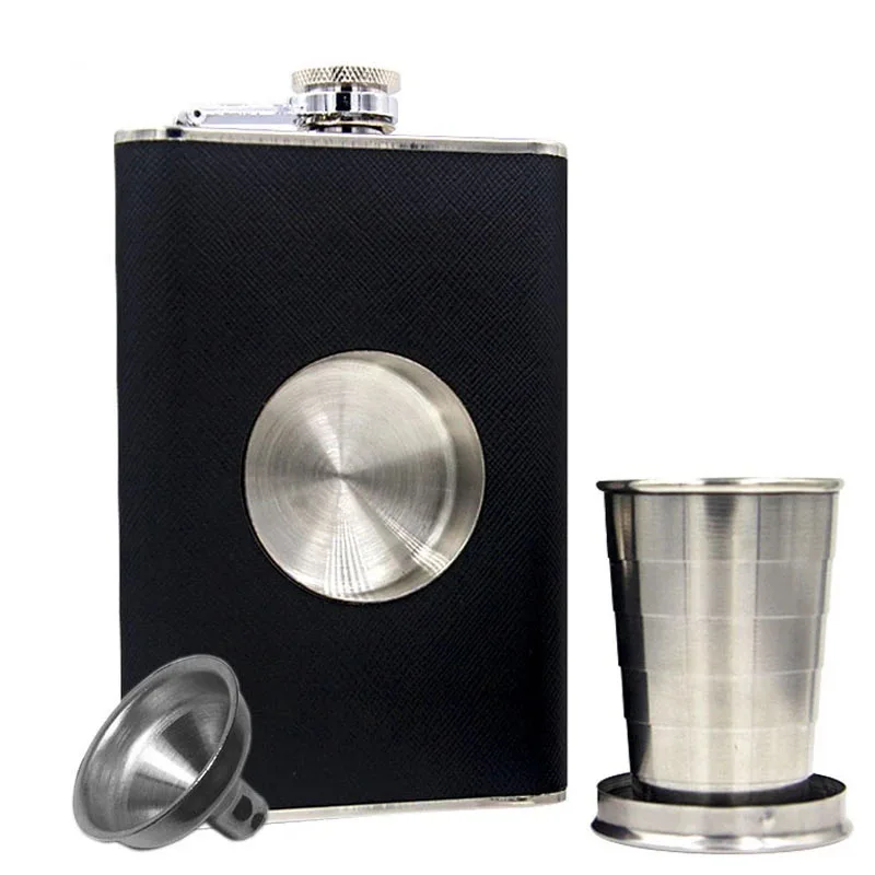 

8 Oz 240ML Hip Flasks Stainless Steel Alcohol Flagon Shot Flask Whiskey Built-in Collapsible 2 Oz Glass & Funnel Wine Pot B650