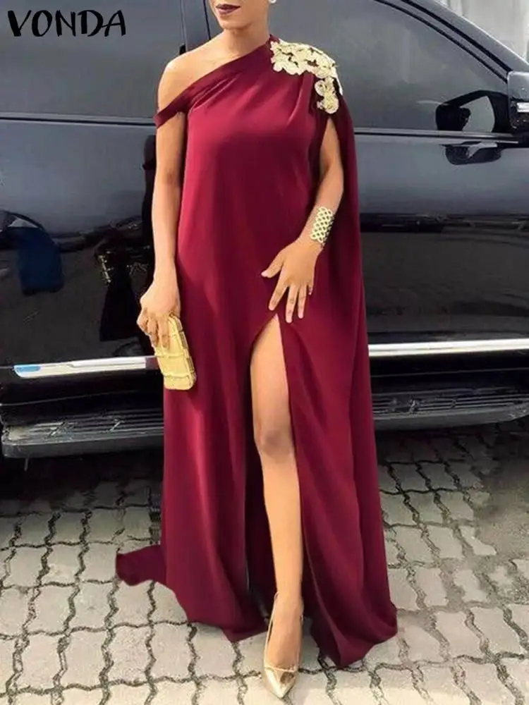 VONDA Sexy Sleeveless One Shoulder Maxi Dress 2022 Summer Women Vintage Embroidery High Slit Dress Casual A-Lined Loose Sundress
VONDA Sexy Sleeveless One Shoulder Maxi Dress 2022 Summer Women Vintage Embroidery High Slit Dress Casual A-Lined Loose Sundress