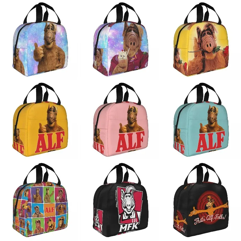

Alien Life Form ALF Meme Collage Thermal Insulated Lunch Bag Women Portable Lunch Tote for Outdoor Picnic Storage Food Box
