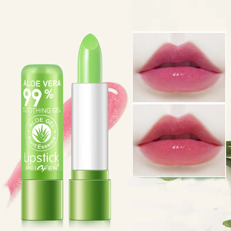 

Lip Balm Aloe Vera Moisturizing Long-Lasting Natural Lipbalm Lipstick Color Mood Changing Lighten Lip Lines Anti Aging Lip Stick