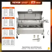 VEVOR Stainless Steel Rotisserie Grill / with Hooded Cover / with Windscreen, BBQ Whole Pig Lamb Goat Charcoal Spit Grill