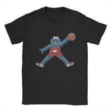 Funny Cookie Monster Basketball Fun Jordan.png T-Shirt for Men Humor Cotton Tees O Neck Short Sleeve T Shirt Plus Size Clothing