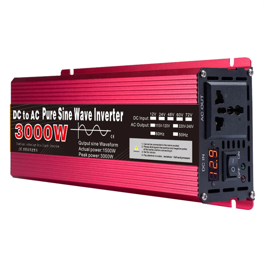 Pure Sine Wave Inverter 12V 24V To 110V 220V 3000/2200/2000/1000W DC to AC Voltage Transformer Power Solar Converter
Pure Sine Wave Inverter 12V 24V To 110V 220V 3000/2200/2000/1000W DC to AC Voltage Transformer Power Solar Converter