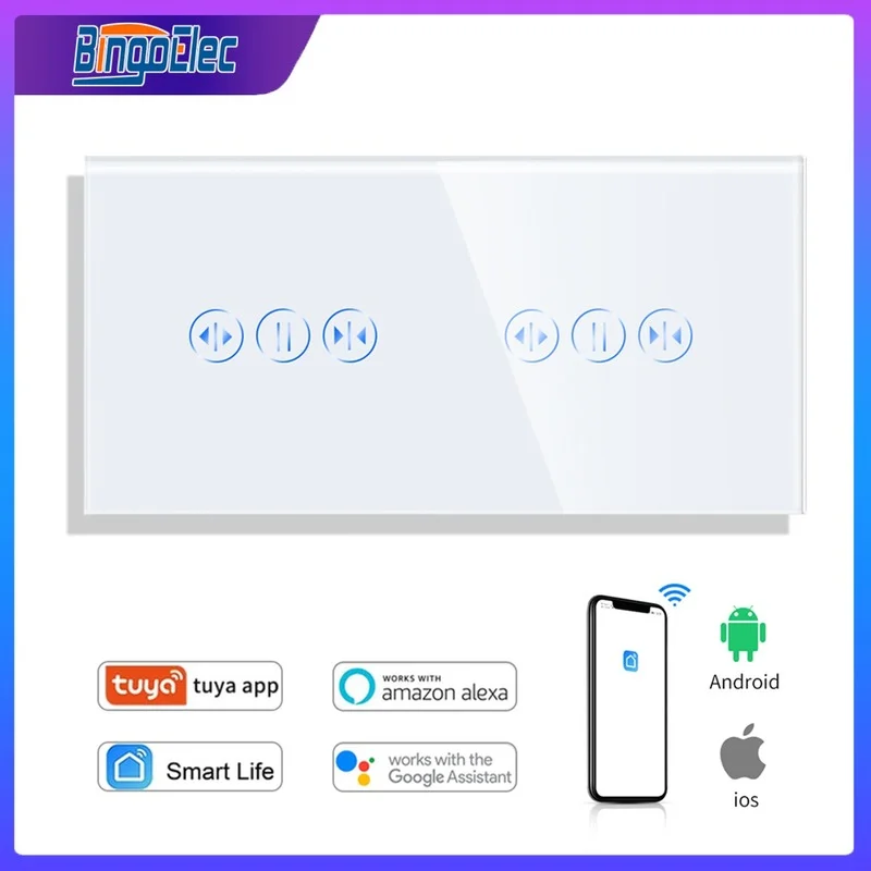 Bingoelec WIFI Curtain Touch switches Light Curtain Switch 157mm Crystal Class Panel Switch Work With Smart Life TUYA App
Bingoelec WIFI Curtain Touch switches Light Curtain Switch 157mm Crystal Class Panel Switch Work With Smart Life TUYA App
