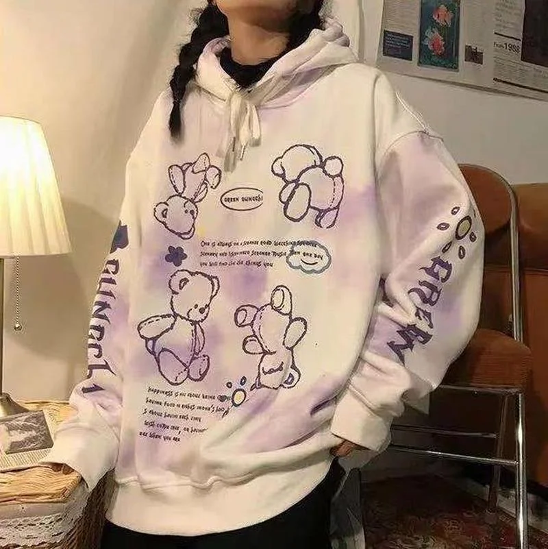 2023 Spring Autumn Pink Cute Bear Print Oversized Sweatshirt Hooded Harajuku Vintage Pullover Teen Clothing Tie Dye Hoodie Women
2023 Spring Autumn Pink Cute Bear Print Oversized Sweatshirt Hooded Harajuku Vintage Pullover Teen Clothing Tie Dye Hoodie Women