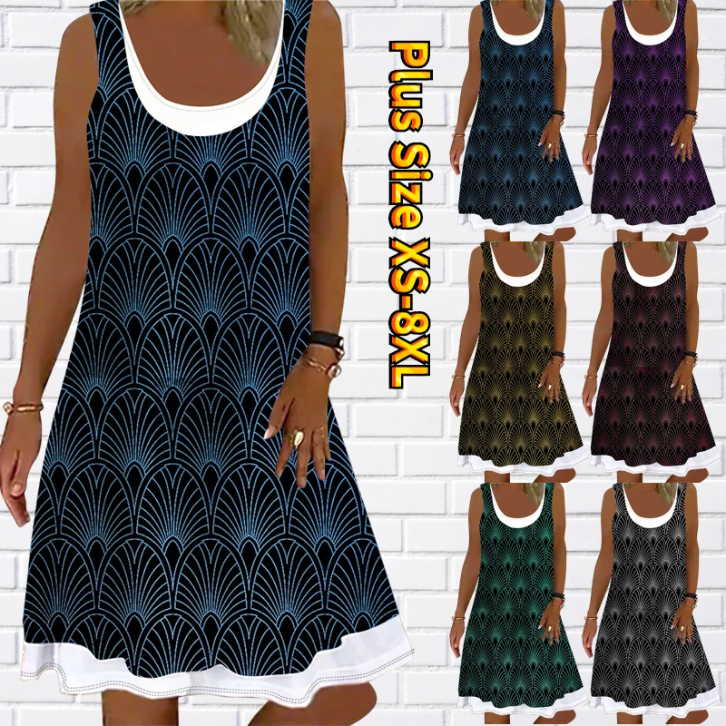 2022 Summer Ladies Round Neck Loose Dress Women Comfortable Sleeveless Vest Skirt Street Fashion Casual 3D Printed Party Dress
2022 Summer Ladies Round Neck Loose Dress Women Comfortable Sleeveless Vest Skirt Street Fashion Casual 3D Printed Party Dress