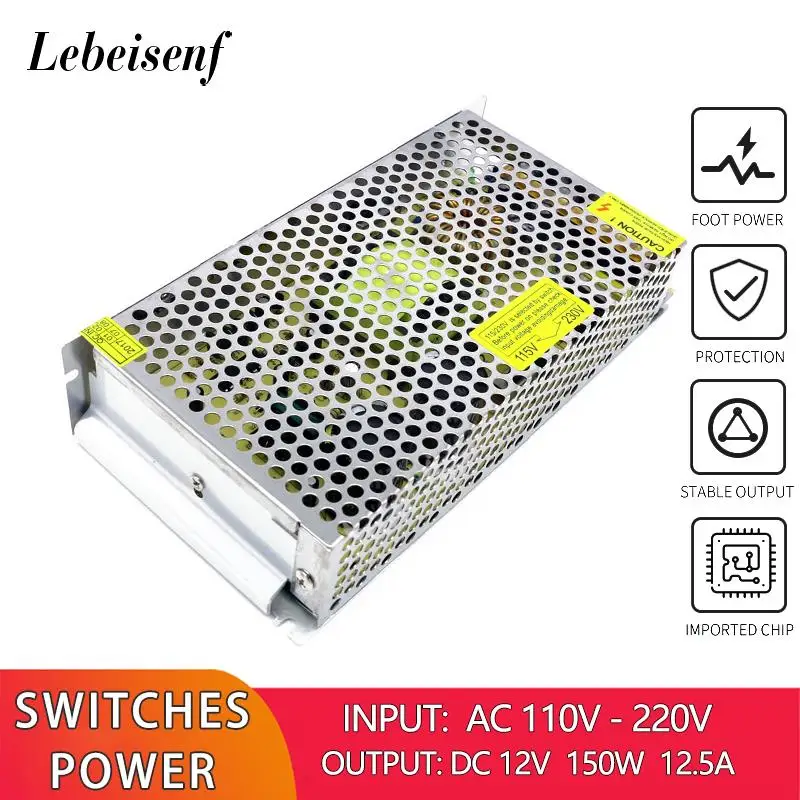 110/220V AC to DC 12V 12.5A 150W Converter Switch Mode Power Supply LED Lighting Transformer Drive Adapter AC/DC-enclosed SMPS
110/220V AC to DC 12V 12.5A 150W Converter Switch Mode Power Supply LED Lighting Transformer Drive Adapter AC/DC-enclosed SMPS