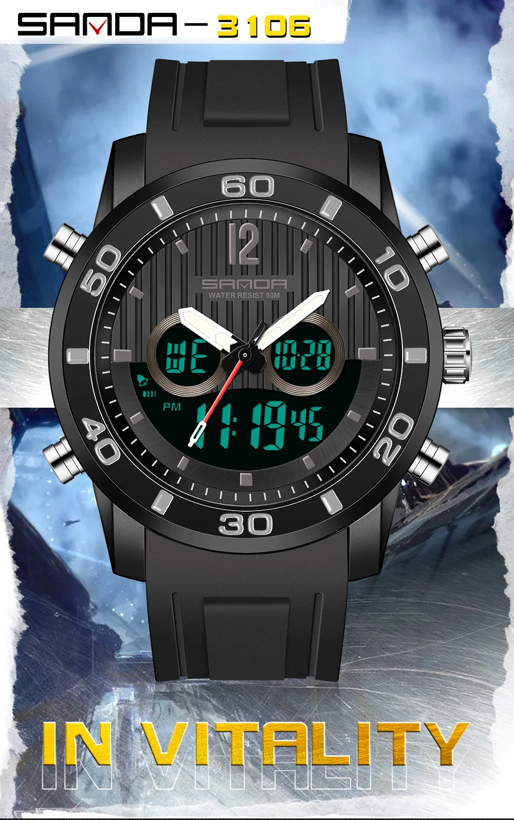 SANDA 2023 Fashion Men Watches Top Brand Luxury Male Quartz Watch 50M Waterproof Sport Digital Wristwatch Relogio Masculino 3106
SANDA 2023 Fashion Men Watches Top Brand Luxury Male Quartz Watch 50M Waterproof Sport Digital Wristwatch Relogio Masculino 3106