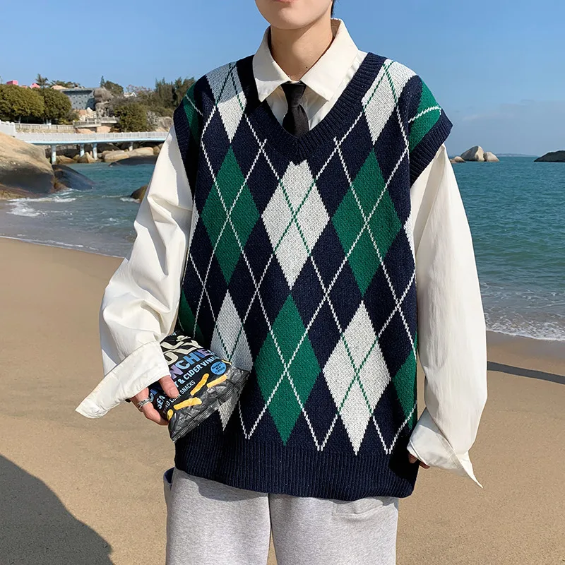 Plaid Sweater Vest Men Knitting V-neck Sleeveless Loose Casual Spring New Arrival Trendy All-match Clothing Basic Harajuku A36
Plaid Sweater Vest Men Knitting V-neck Sleeveless Loose Casual Spring New Arrival Trendy All-match Clothing Basic Harajuku A36