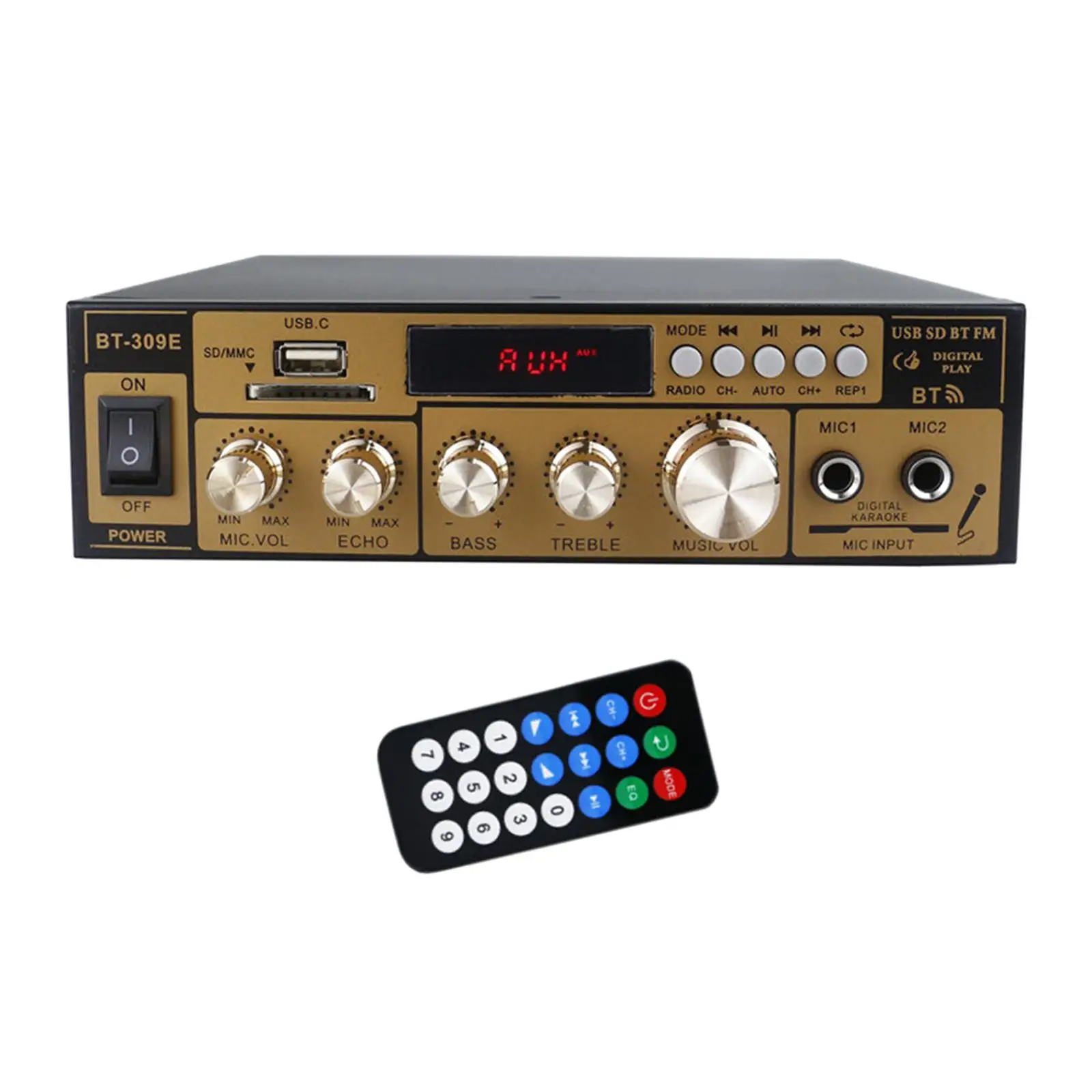 Bluetooth Mini Audio Amplifier Wireless Compact Desktop for Home Speakers with Remote Control Dual Channel Portable Mic Input
Bluetooth Mini Audio Amplifier Wireless Compact Desktop for Home Speakers with Remote Control Dual Channel Portable Mic Input