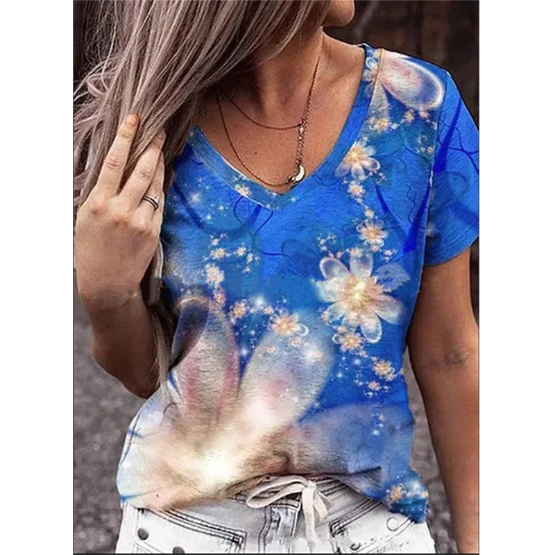 Women's T-Shirt Floral Theme Painting Print Short Sleeve T-Shirt V-Neck Basic Women Top Blue Gray Purple Red Green /3D Printing
Women's T-Shirt Floral Theme Painting Print Short Sleeve T-Shirt V-Neck Basic Women Top Blue Gray Purple Red Green /3D Printing