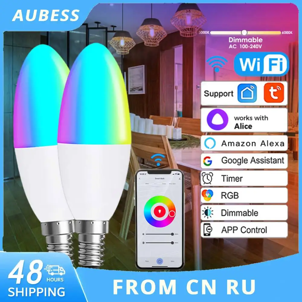Умная Светодиодная лампа TUYA Zigbee, лампа с голосовым управлением и поддержкой Wi-Fi, E14, RGB
Умная Светодиодная лампа TUYA Zigbee, лампа с голосовым управлением и поддержкой Wi-Fi, E14, RGB