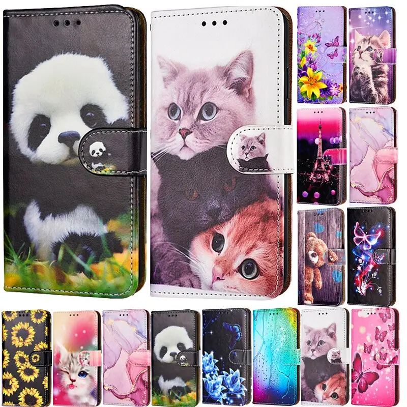 

Wallet Flip Cover For BQ 4072 5050 5065 5505 5515 5520 5035 5059 5201 5037 5044 5057 Cat Print Leather Phone Case Stand Coque