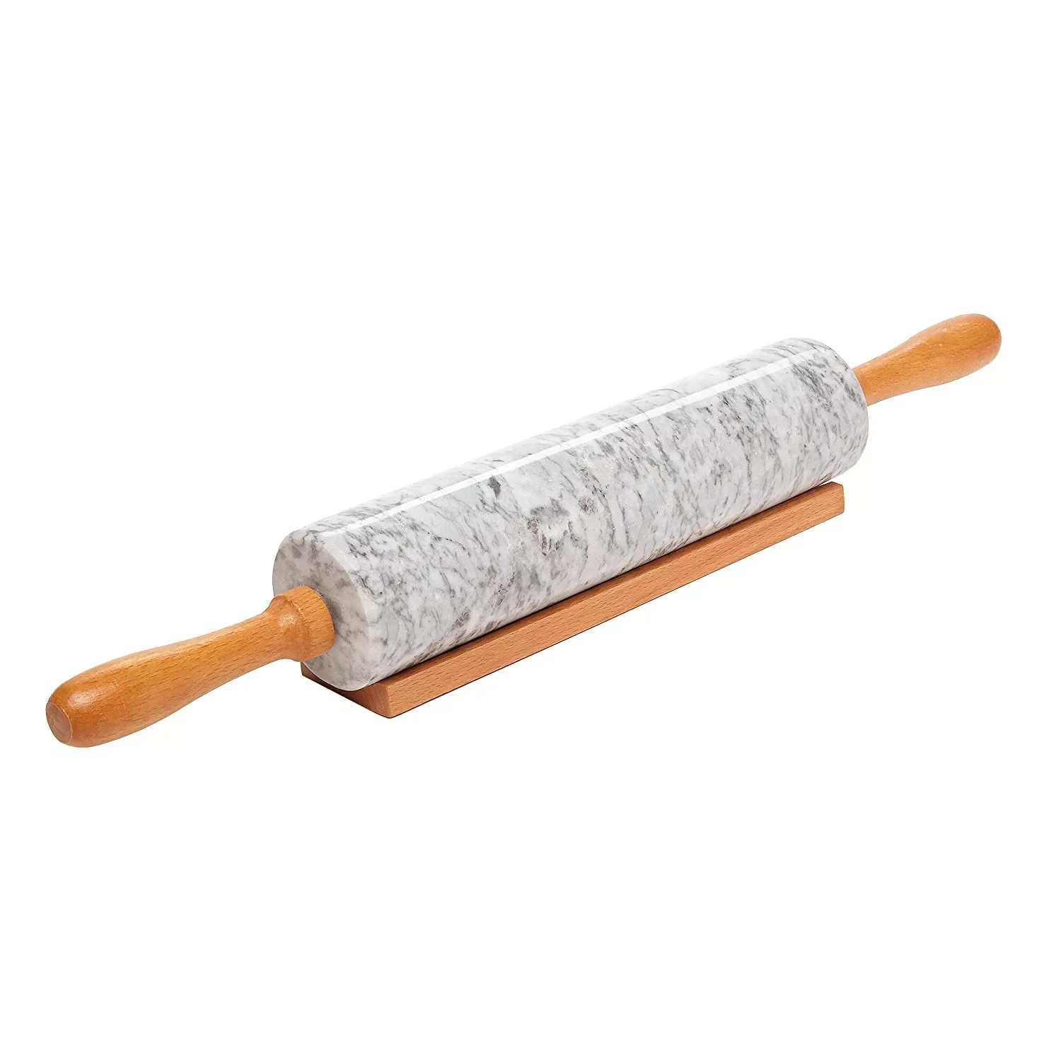 18-inch Large Deluxe Natural Marble Stone Rolling Pin with Wood Handles & Cradle (Gray/Black)
18-inch Large Deluxe Natural Marble Stone Rolling Pin with Wood Handles & Cradle (Gray/Black)