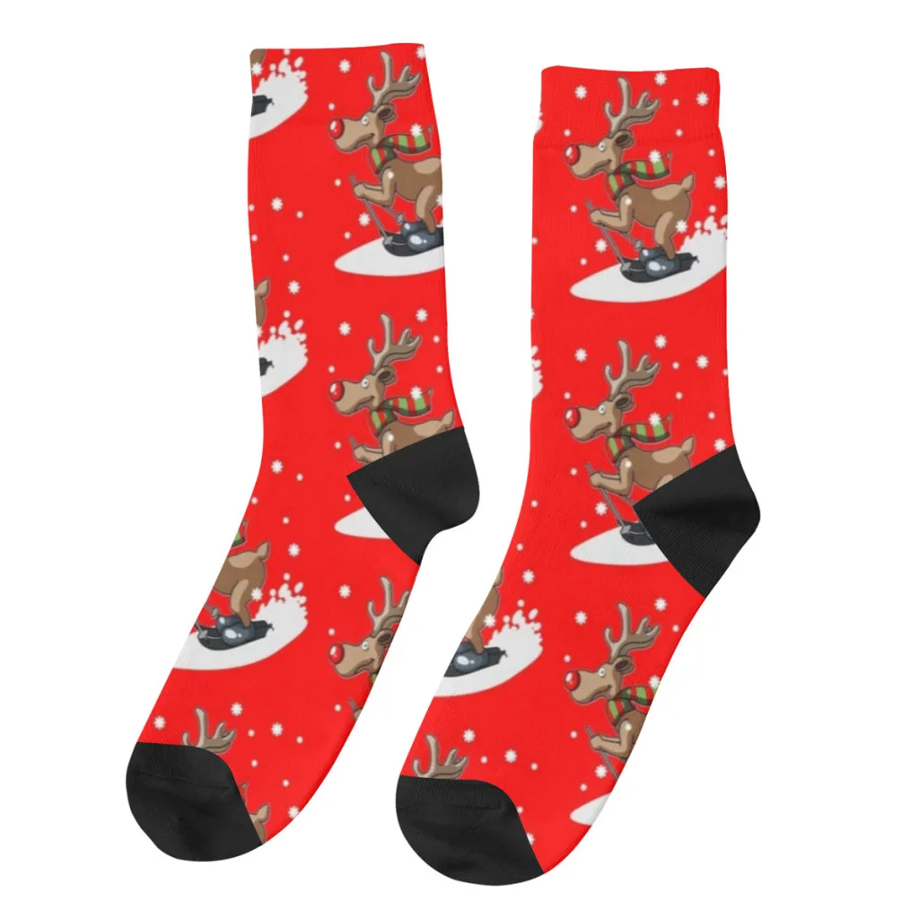 

Cute Funny Reindeer Skiing Merry ChristmasSanta Claus Christmas stocking stuffers Gift For Men and Women Teens Socks