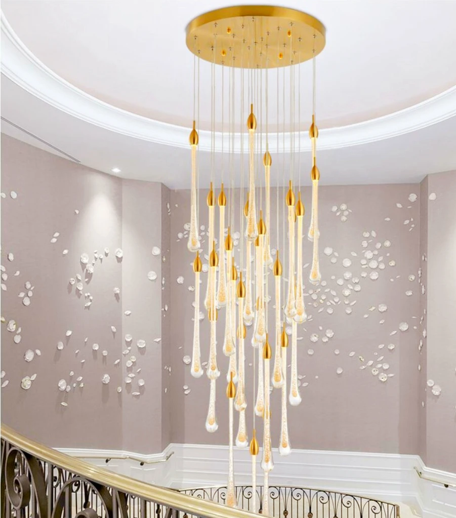 Water Drop Ceiling Chandelier Large Crystal Staircase Led Pendant Light Kitchen Island Living Room Restaurant Long Hanging Lamp
Water Drop Ceiling Chandelier Large Crystal Staircase Led Pendant Light Kitchen Island Living Room Restaurant Long Hanging Lamp