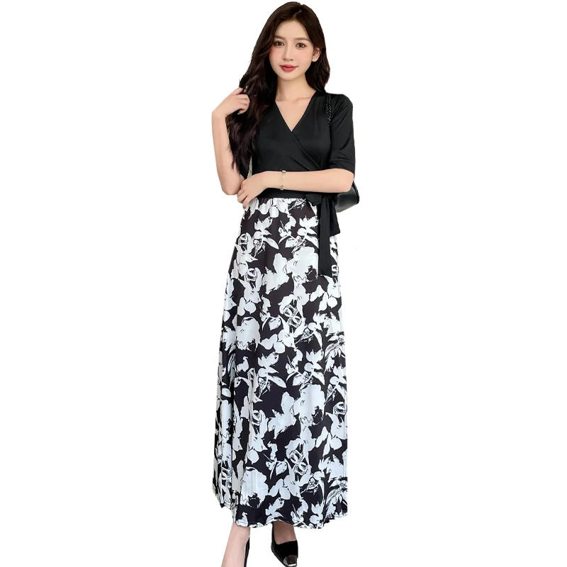Patchwork V-neck Slim Waist Half Sleeve Korea Women Bohemian Beach Casual Maxi Wrap Dresses Ankle-length Elegant Ladies Holiday
Patchwork V-neck Slim Waist Half Sleeve Korea Women Bohemian Beach Casual Maxi Wrap Dresses Ankle-length Elegant Ladies Holiday