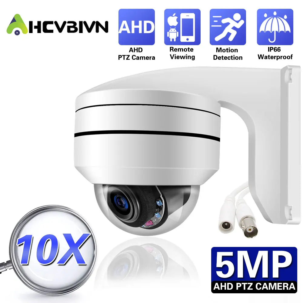 

CCTV AHD PTZ Security 5MP MINI Speed Dome PTZ Camera 10X Zoom Control Analog Auto Focus IR 80M IR Night Vison AHD BNC HD Cameras