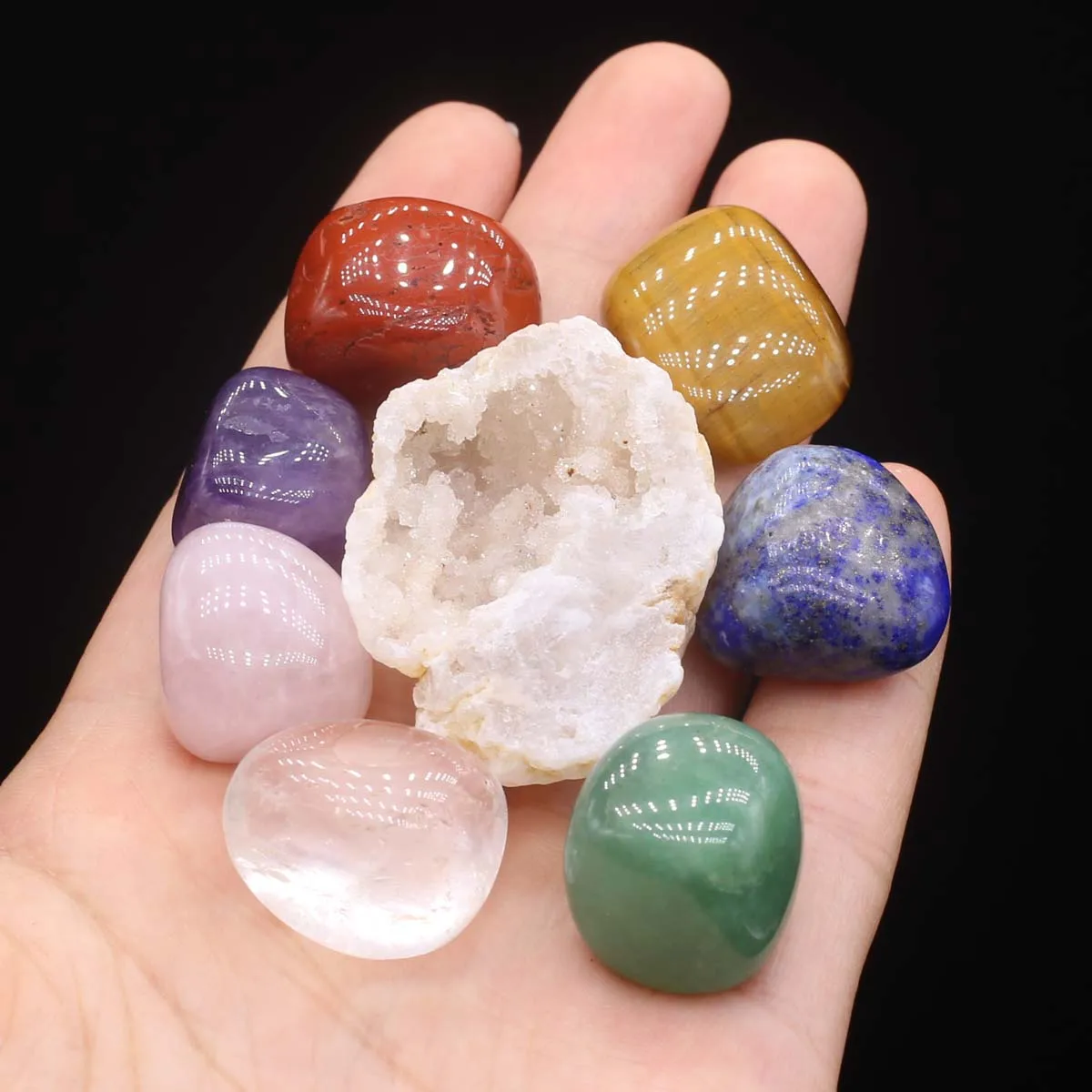 

8pcs/Set Natural Tumbled Stone Amethyst Polishing Healing Crystals Yoga Energy Gemstone Mineral Specimen Ornaments Home Decor