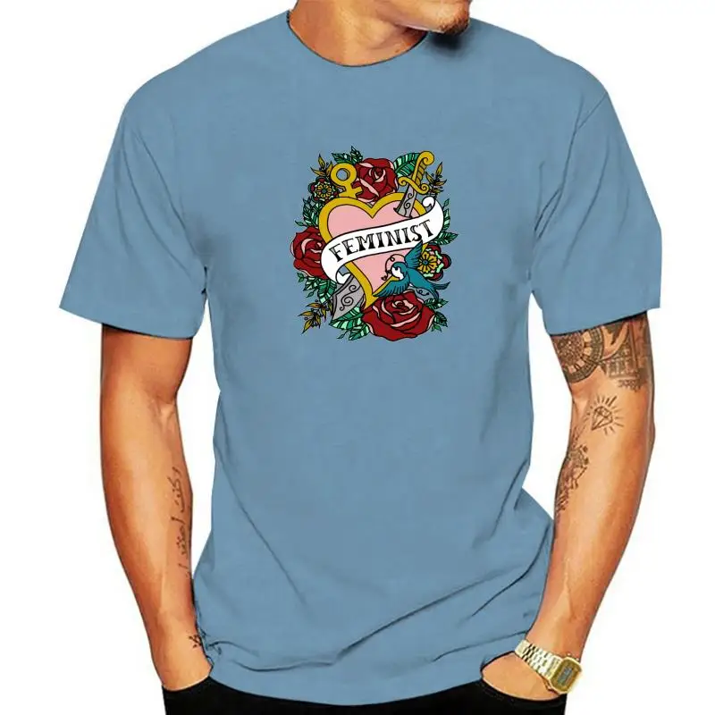 

Новая женская футболка, феминистская футболка с тату-сердцем, феминистская Женская художественная футболка для девушек, футболки в стиле Х...